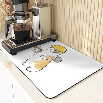 Cartoon Animal Style Mouse Pad Placemat Silicones Dish Mats Coaster Cute Cat Pattern Absorbent Drying Mat For Kitchen Coasters