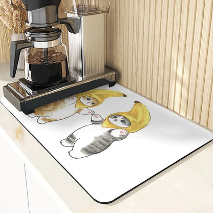 Cartoon Animal Style Mouse Pad Placemat Silicones Dish Mats Coaster Cute Cat Pattern Absorbent Drying Mat For Kitchen Coasters