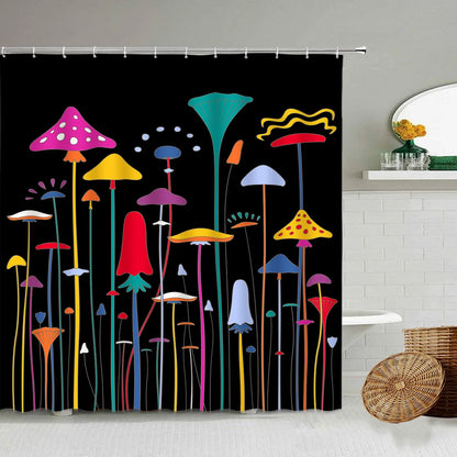 Cartoon Hand-Painted Animal Shower Curtain Cat Bird Rabbit Plant Flower Child Bathroom Decor With Hook Hanging Screen Washable