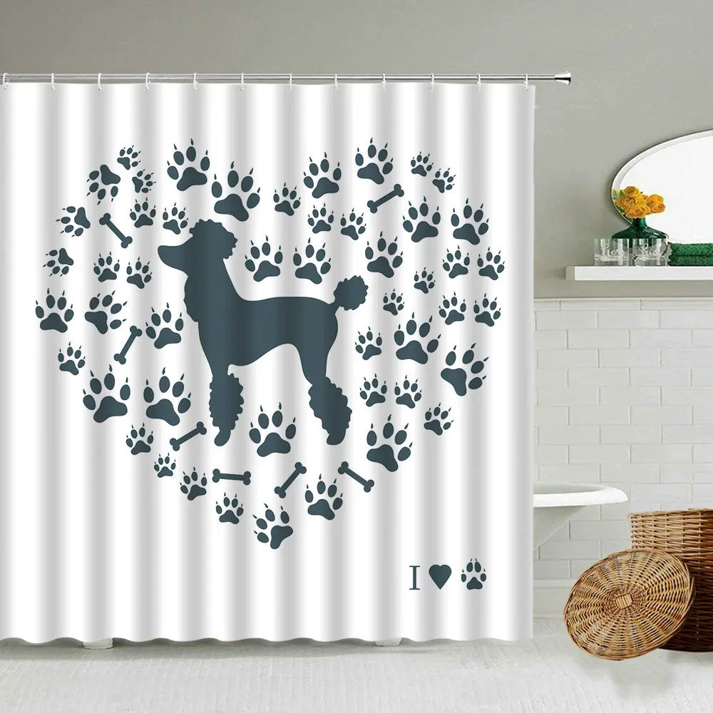 Cartoon Hand-Painted Animal Shower Curtain Cat Bird Rabbit Plant Flower Child Bathroom Decor With Hook Hanging Screen Washable