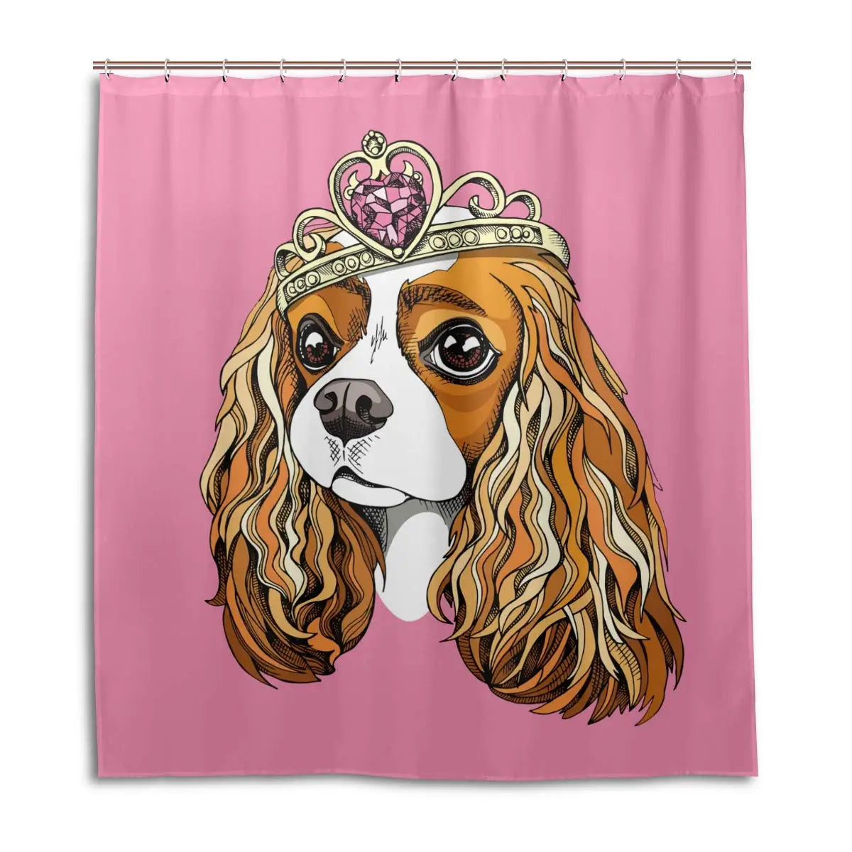 Cavalier King Charles Spaniel Dogs Shower Curtain Waterproof Polyester Fabric Bathroom Shower Curtains Bathroom Decor with Hooks