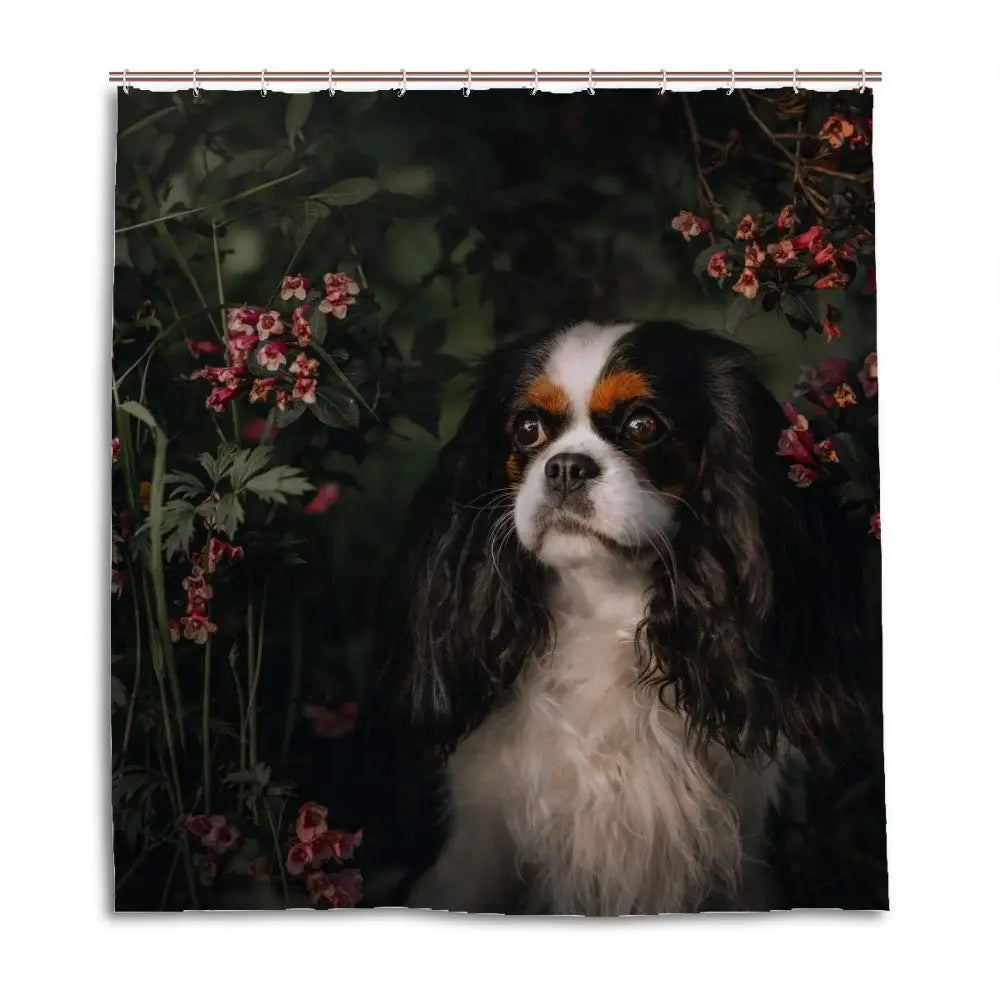 Cavalier King Charles Spaniel Dogs Shower Curtain Waterproof Polyester Fabric Bathroom Shower Curtains Bathroom Decor with Hooks