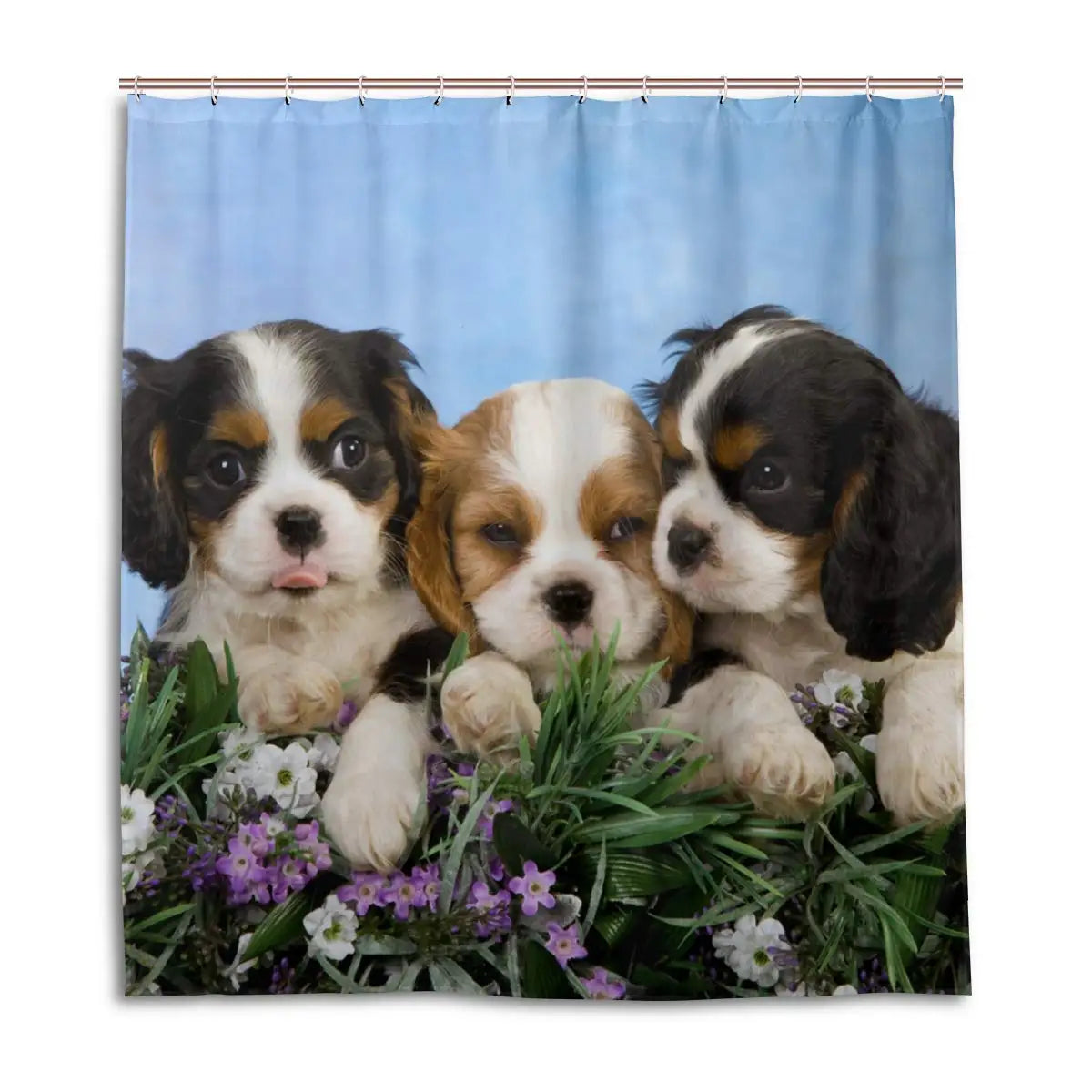 Cavalier King Charles Spaniel Dogs Shower Curtain Waterproof Polyester Fabric Bathroom Shower Curtains Bathroom Decor with Hooks