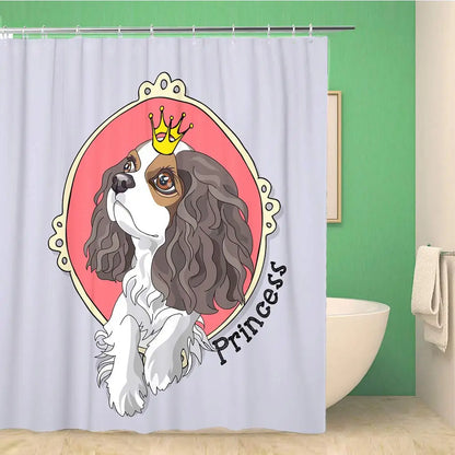 Cavalier King Charles Spaniel Dogs Shower Curtain Waterproof Polyester Fabric Bathroom Shower Curtains Bathroom Decor with Hooks