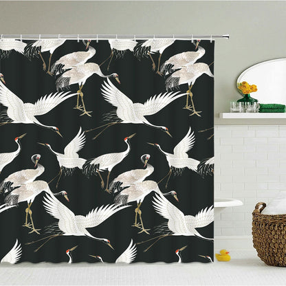 Chinese Style Flower and Birds Tree Shower Curtains Bath Curtain Waterproof Bathroom Decor With Hooks 3d Printing Bath Curtain