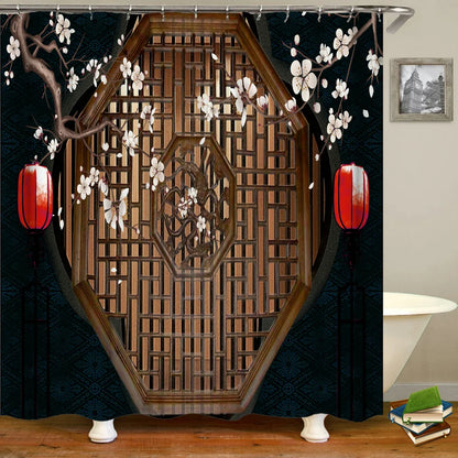 Chinese Style Flower and Birds Tree Shower Curtains Bath Curtain Waterproof Bathroom Decor With Hooks 3d Printing Bath Curtain