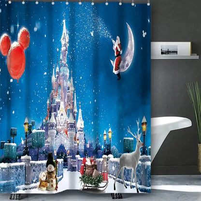Christmas Bathing Curtain  Bathroom Shower Curtain Waterproof With 12 Hooks Home Deco 100% Polyester Washable