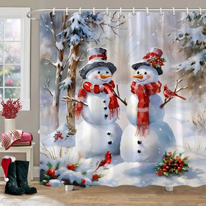 Christmas Bathroom Sets with Shower Curtain and Rugs, Red Truck Christmas Shower Curtain Set, Xmas Bathroom Rugs Bathroom Decor