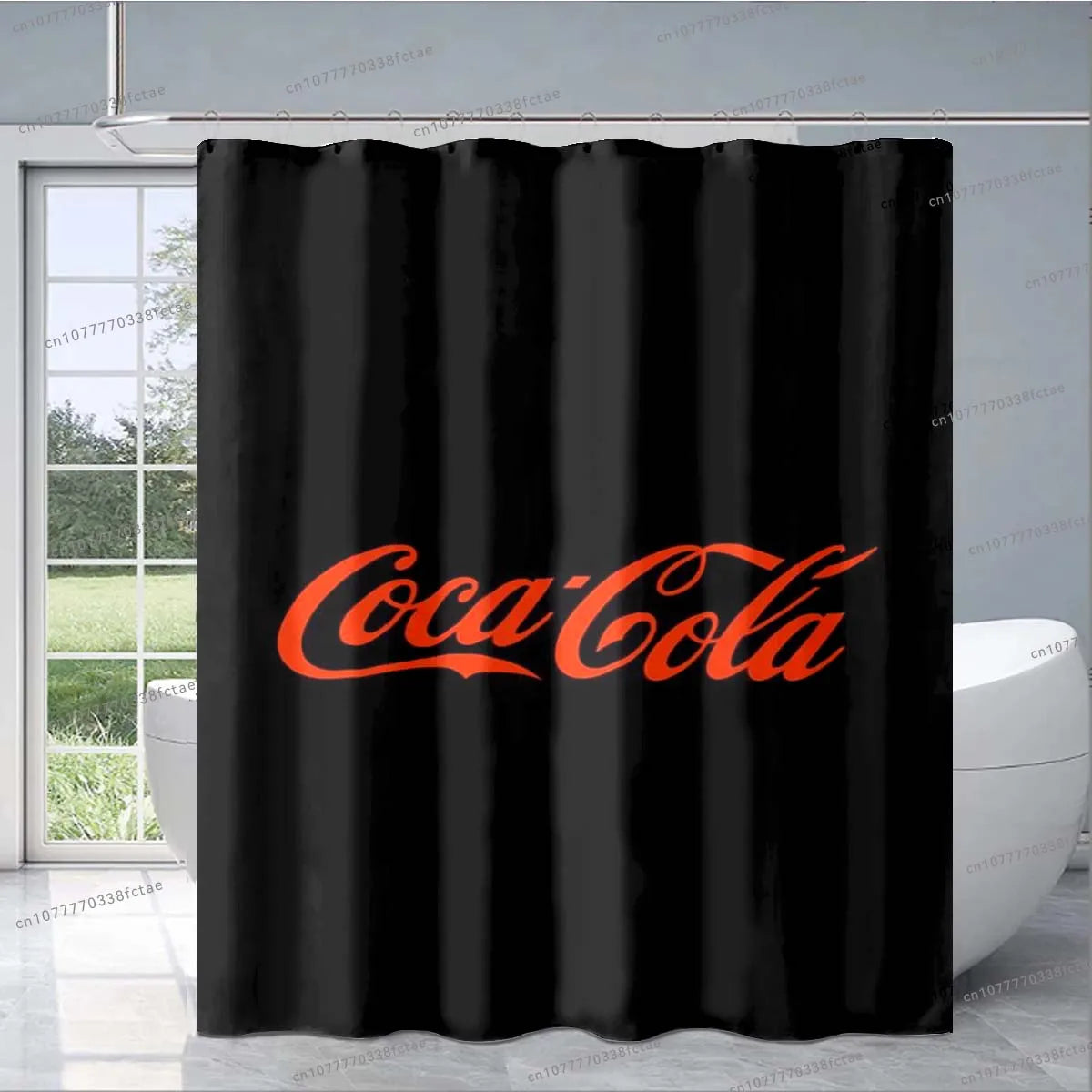 Cocas Cola Logo Red Shower Curtain Cartoon Pattern Design Shower Curtain Fashion Decorative Shower Curtain Exquisite Gift