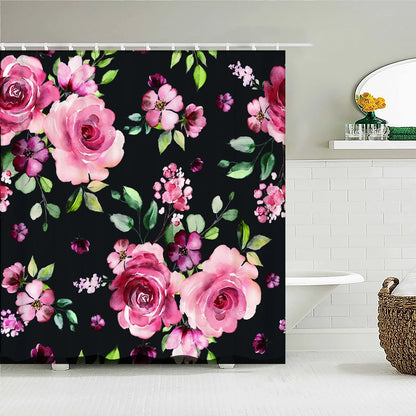 Colorful Tulip Rose Flowers Trees Shower Curtain Bathroom Curtains Nature Flower Waterproof Polyeste Fabric Home Bathtub Decor
