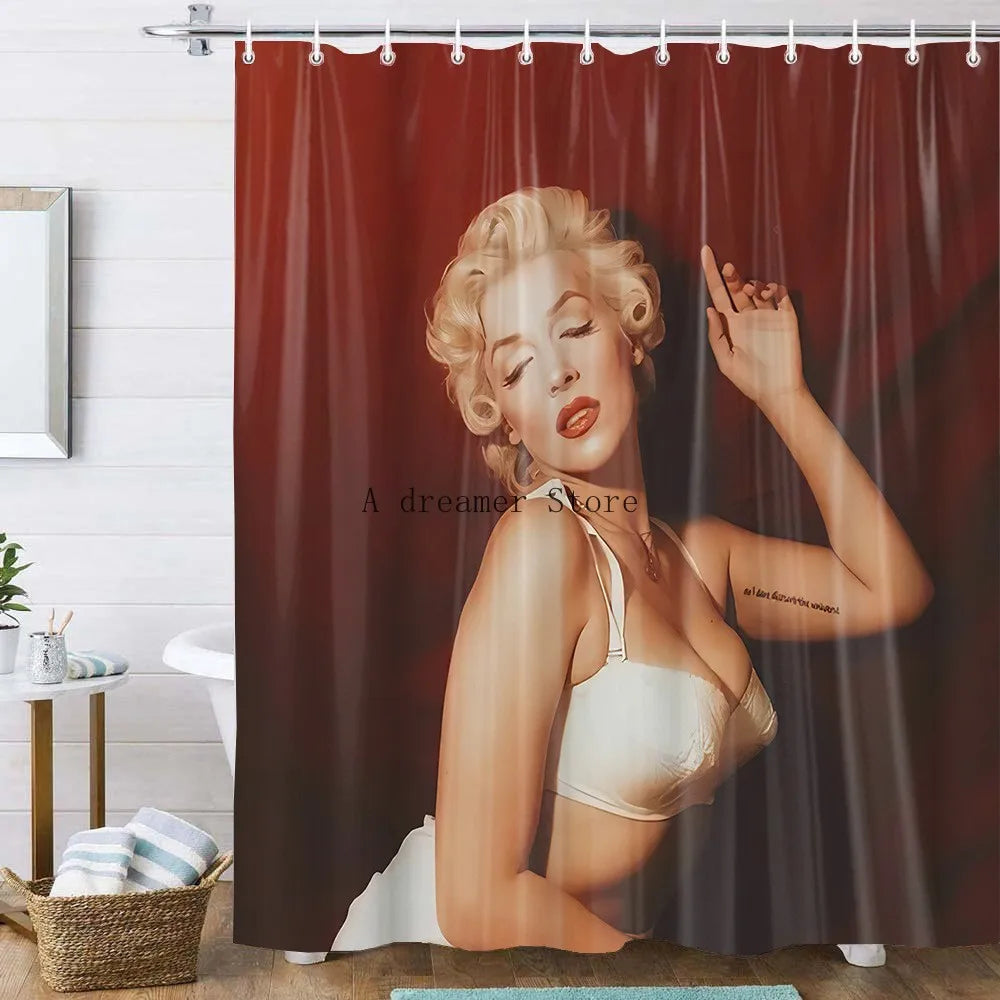 Custom Marillyn Monroe Shower Curtain Shower Curtains Bathroom Sexy Woman Curtains Mildewproof Waterproof Fabric with Hooks