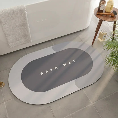 Cute Cartoon Bathroom Absorbent Pad Carpet Oval Diatom Mud Water Absorbing Bathroom Mat Quick Drying Non-slip Toilet Floor Mats