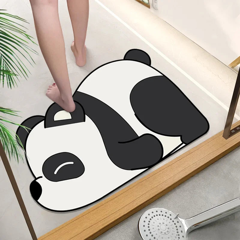Cute Cartoon Bathroom Absorbent Pad Carpet Oval Diatom Mud Water Absorbing Bathroom Mat Quick Drying Non-slip Toilet Floor Mats