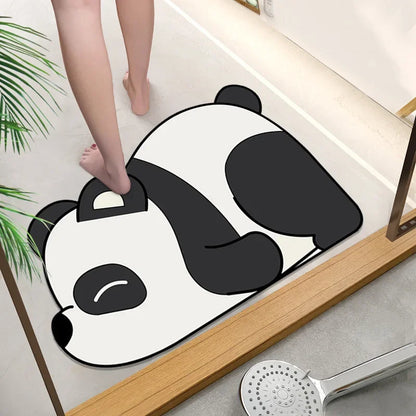 Cute Cartoon Bathroom Absorbent Pad Carpet Oval Diatom Mud Water Absorbing Bathroom Mat Quick Drying Non-slip Toilet Floor Mats