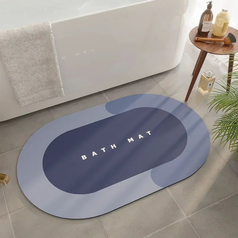 Cute Cartoon Bathroom Absorbent Pad Carpet Oval Diatom Mud Water Absorbing Bathroom Mat Quick Drying Non-slip Toilet Floor Mats