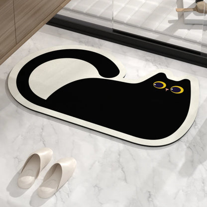 Cute Cat Bath Foot Mat Quick Dry Bathroom Floor Mats Super Absorbent Anti-slip Room Rug Shower Toilet Carpet Entrance Doormat