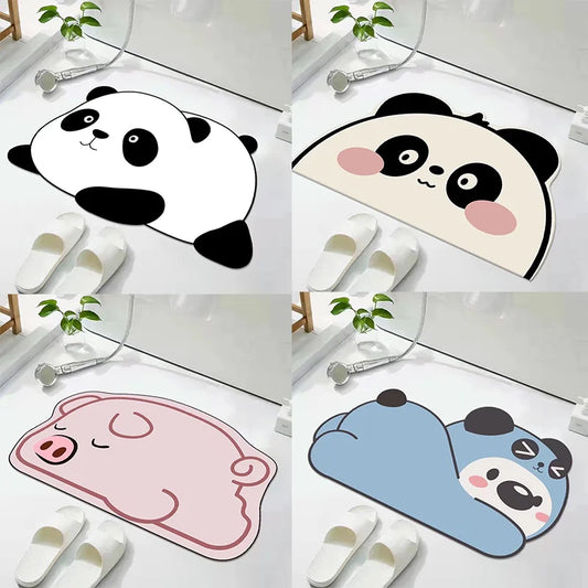 Cute Diatom Super Absorbent Bathroom Mat CartoonNon-Slip Mud Toilet Pad Quick-Drying Bath Mat Floor Mat
