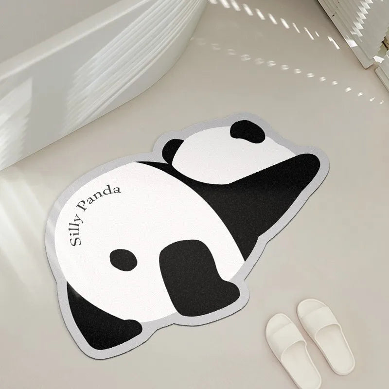 Cute Quick Drying Panda Super Absorbent Bath Mat Anti-Slip Mat Skin Floor Mats Toilet Carpet Home Decor Bath Rug