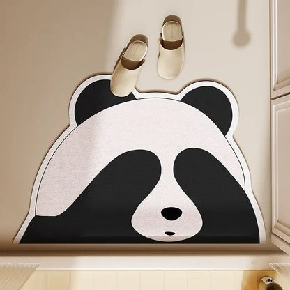 Cute Quick Drying Panda Super Absorbent Bath Mat Anti-Slip Mat Skin Floor Mats Toilet Carpet Home Decor Bath Rug