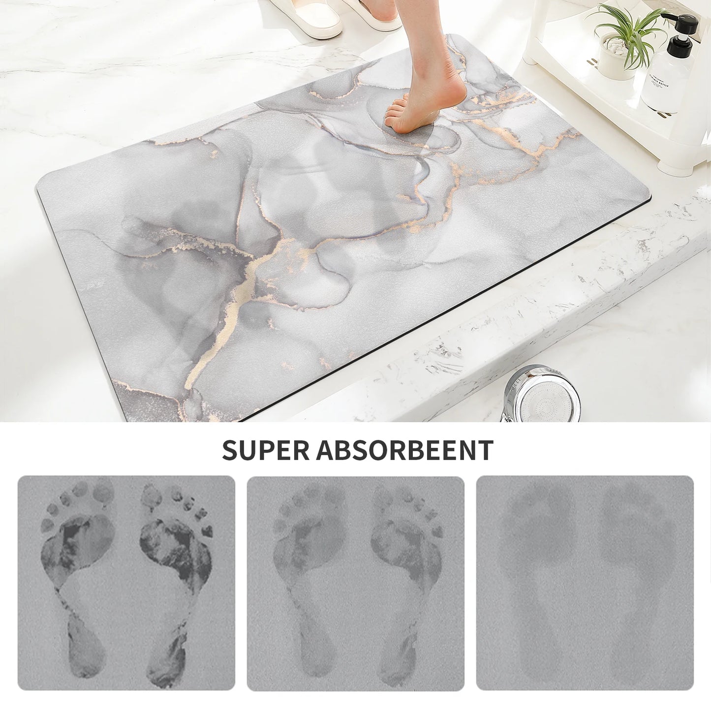 Bathroom Anti-Slip Mat Super Absorbent Bathroom Floor Mat Diatom Mud Suitable For Kitchen Toilet