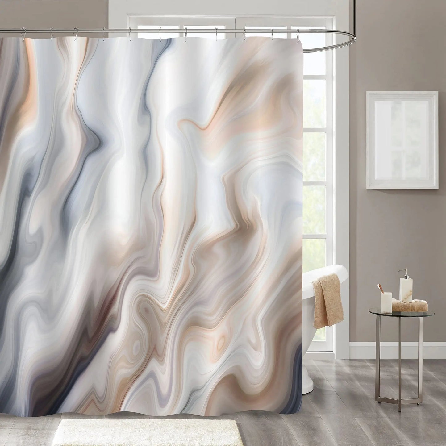 Delicate Gradient Shower Curtain Modern Minimalist Blue Green BAthroom Curtain Art Bathroom Waterproof Decoration With Hooks