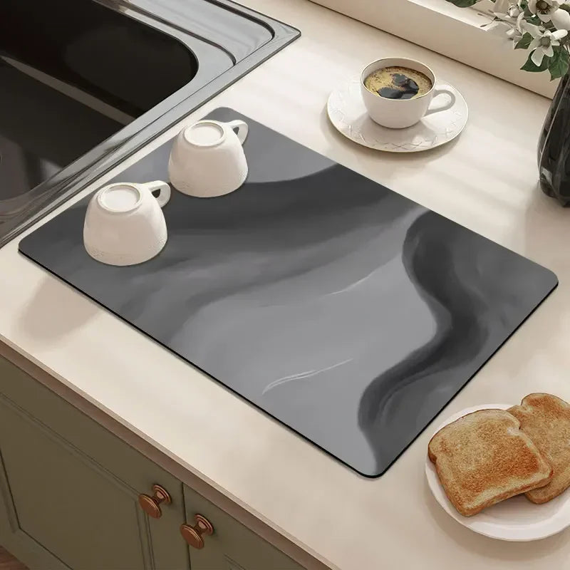 Diatom Mud Kitchen Dish Bowel Drainer Mat Super Absorbent Countertop Mat Dishes Dryer Pad Placemat Tapis Absorbant Vaiselle