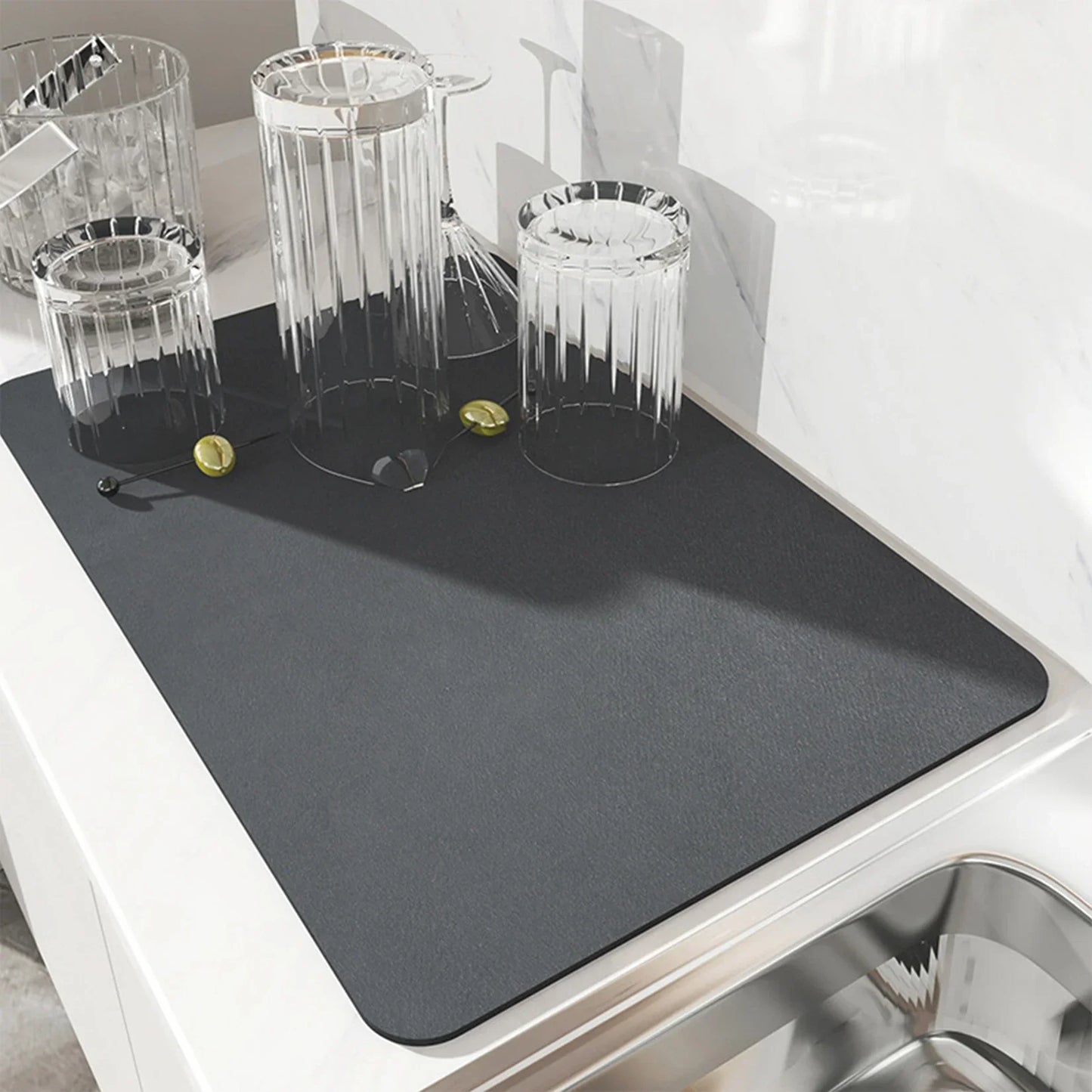 Diatom Mud Kitchen Dish Bowel Drainer Mat Super Absorbent Countertop Mat Dishes Dryer Pad Placemat Tapis Absorbant Vaiselle