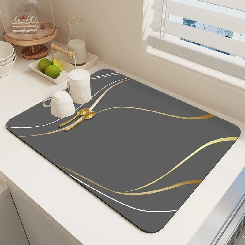 Diatom Mud Kitchen Dish Bowel Drainer Mat Super Absorbent Countertop Mat Dishes Dryer Pad Placemat Tapis Absorbant Vaiselle