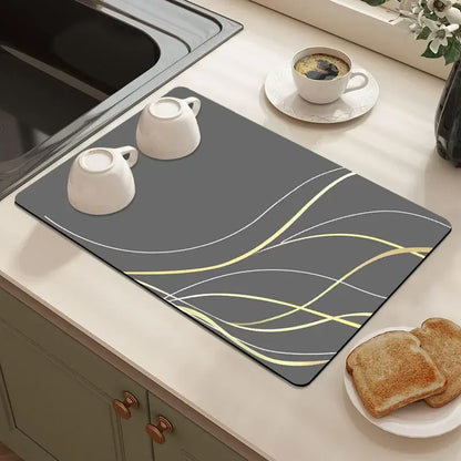 Diatom Mud Kitchen Dish Bowel Drainer Mat Super Absorbent Countertop Mat Dishes Dryer Pad Placemat Tapis Absorbant Vaiselle