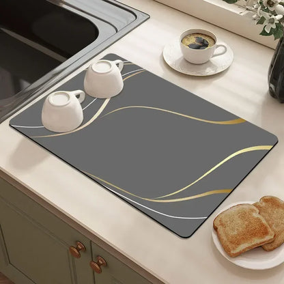 Diatom Mud Kitchen Dish Bowel Drainer Mat Super Absorbent Countertop Mat Dishes Dryer Pad Placemat Tapis Absorbant Vaiselle