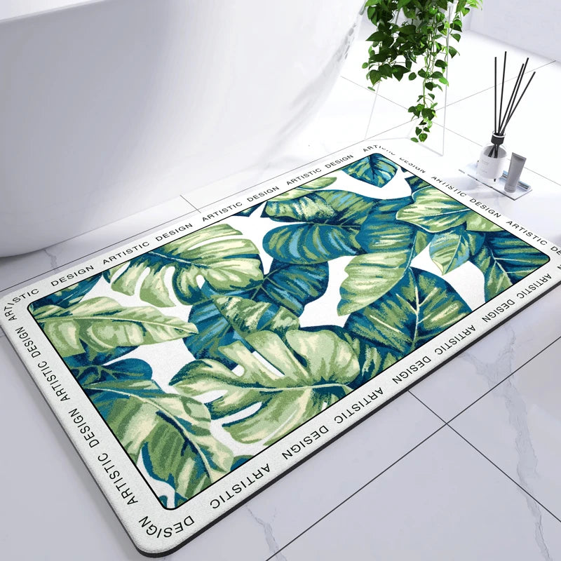Diatomaceous Earth Mat Super Absorbent Bath Mat Quick Dry Bathroom Rug Non-Slip Toilet Carpet Entrance Doormat Shower Pad