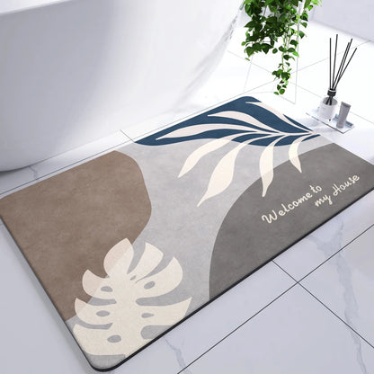 Diatomaceous Earth Mat Super Absorbent Bath Mat Quick Dry Bathroom Rug Non-Slip Toilet Carpet Entrance Doormat Shower Pad