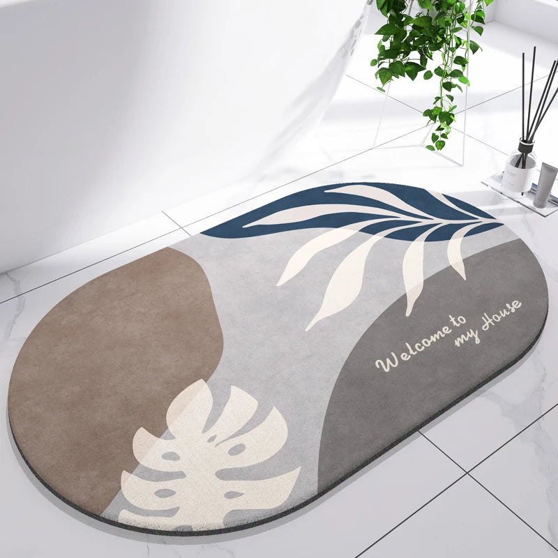 Diatomaceous Earth Mat Super Absorbent Bath Mat Quick Dry Bathroom Rug Non-Slip Toilet Carpet Entrance Doormat Shower Pad