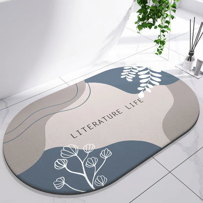 Diatomaceous Earth Mat Super Absorbent Bath Mat Quick Dry Bathroom Rug Non-Slip Toilet Carpet Entrance Doormat Shower Pad