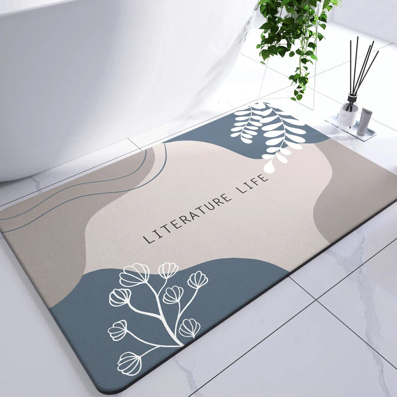 Diatomaceous Earth Mat Super Absorbent Bath Mat Quick Dry Bathroom Rug Non-Slip Toilet Carpet Entrance Doormat Shower Pad