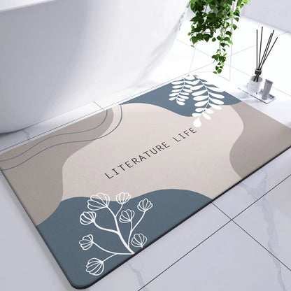 Diatomaceous Earth Mat Super Absorbent Bath Mat Quick Dry Bathroom Rug Non-Slip Toilet Carpet Entrance Doormat Shower Pad
