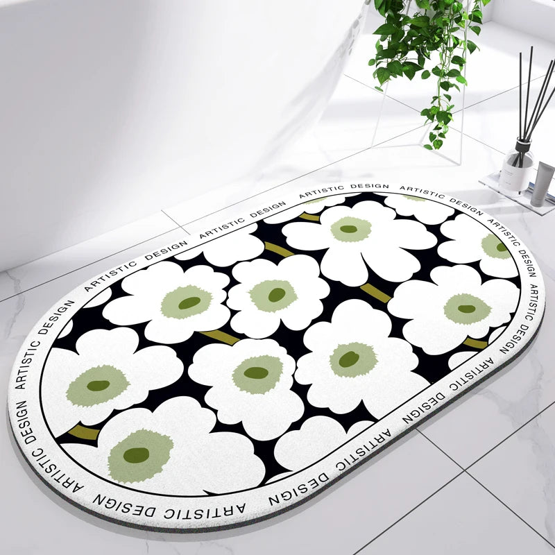 Diatomaceous Earth Mat Super Absorbent Bath Mat Quick Dry Bathroom Rug Non-Slip Toilet Carpet Entrance Doormat Shower Pad