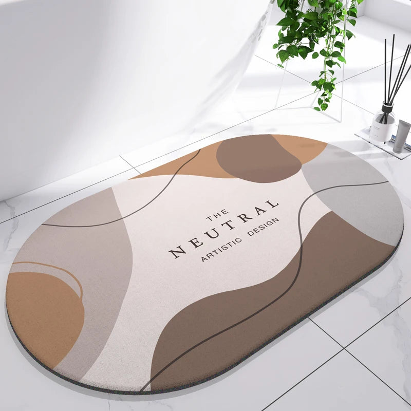 Diatomaceous Earth Mat Super Absorbent Bath Mat Quick Dry Bathroom Rug Non-Slip Toilet Carpet Entrance Doormat Shower Pad