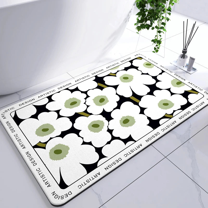 Diatomaceous Earth Mat Super Absorbent Bath Mat Quick Dry Bathroom Rug Non-Slip Toilet Carpet Entrance Doormat Shower Pad