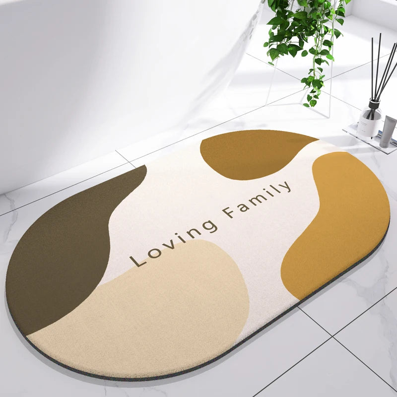 Diatomaceous Earth Mat Super Absorbent Bath Mat Quick Dry Bathroom Rug Non-Slip Toilet Carpet Entrance Doormat Shower Pad