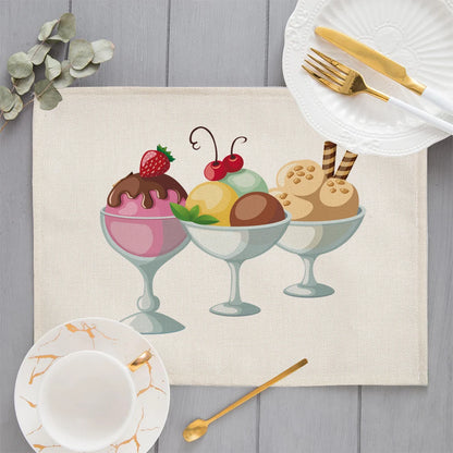 Drinking Coffee Placemat Linen Fabric Table Mat Tableware Cartoon Dining Table Pads Coaster Bar Kitchen Restaurant Cup pads