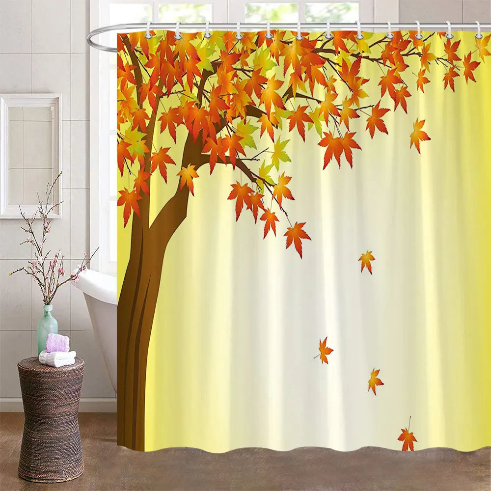 Fall Shower Curtains for Bathroom Autumn Pumpkin Harvest Farmhouse Thanksgiving Halloween Shower Bath With Hooks Bathroom Decor