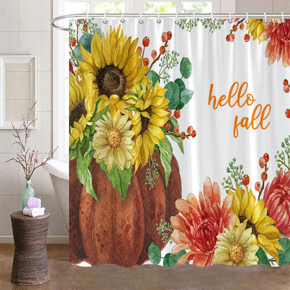 Fall Shower Curtains for Bathroom Autumn Pumpkin Harvest Farmhouse Thanksgiving Halloween Shower Bath With Hooks Bathroom Decor