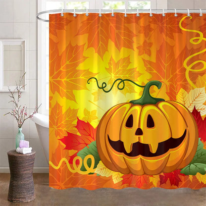 Fall Shower Curtains for Bathroom Autumn Pumpkin Harvest Farmhouse Thanksgiving Halloween Shower Bath With Hooks Bathroom Decor