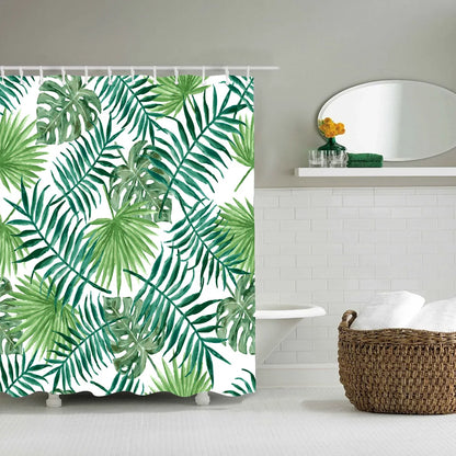 Flower and Plant Hook Shower Curtain Modern Polyester Waterproof Digital Printing Shower Curtain