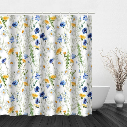 Flower and Plant Hook Shower Curtain Modern Polyester Waterproof Digital Printing Shower Curtain
