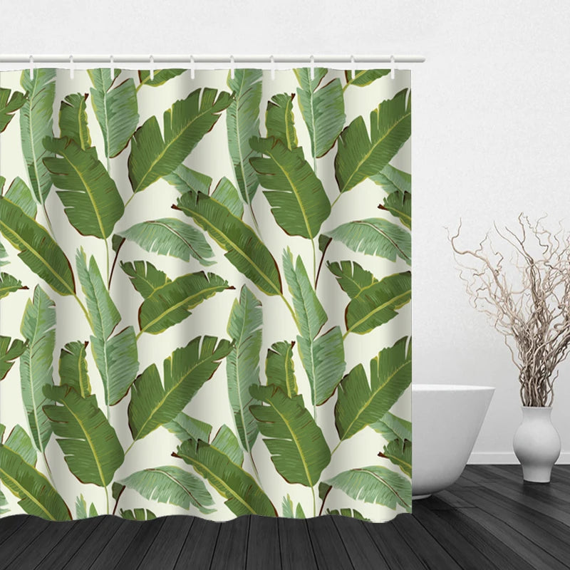 Flower and Plant Hook Shower Curtain Modern Polyester Waterproof Digital Printing Shower Curtain