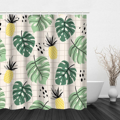 Flower and Plant Hook Shower Curtain Modern Polyester Waterproof Digital Printing Shower Curtain