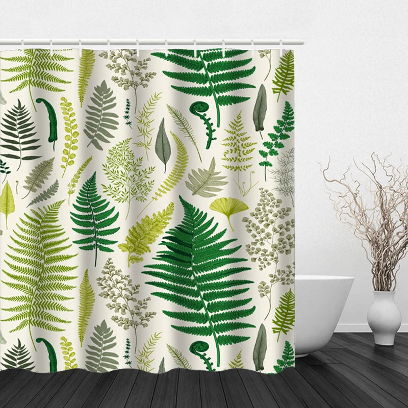 Flower and Plant Hook Shower Curtain Modern Polyester Waterproof Digital Printing Shower Curtain