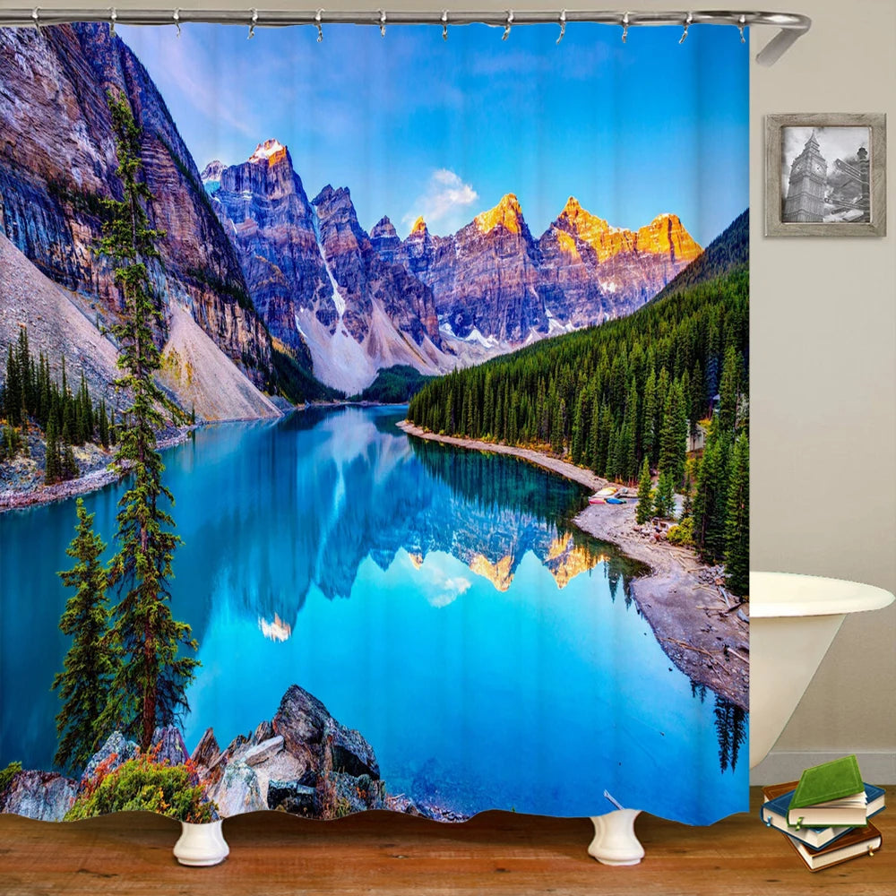 Forest Natural Scenery Shower Curtains 3d Printing Bath Curtains Polyester Washable Fabric With Hooks Home Decorative Screen